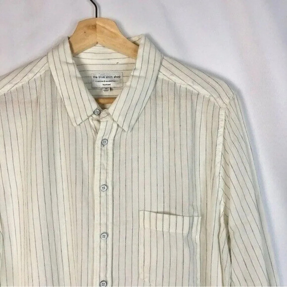 DL1961 X The Blue Shirt Shop Nassau & Manhattan White Linen Pin Stripe Top M - Picture 3 of 4